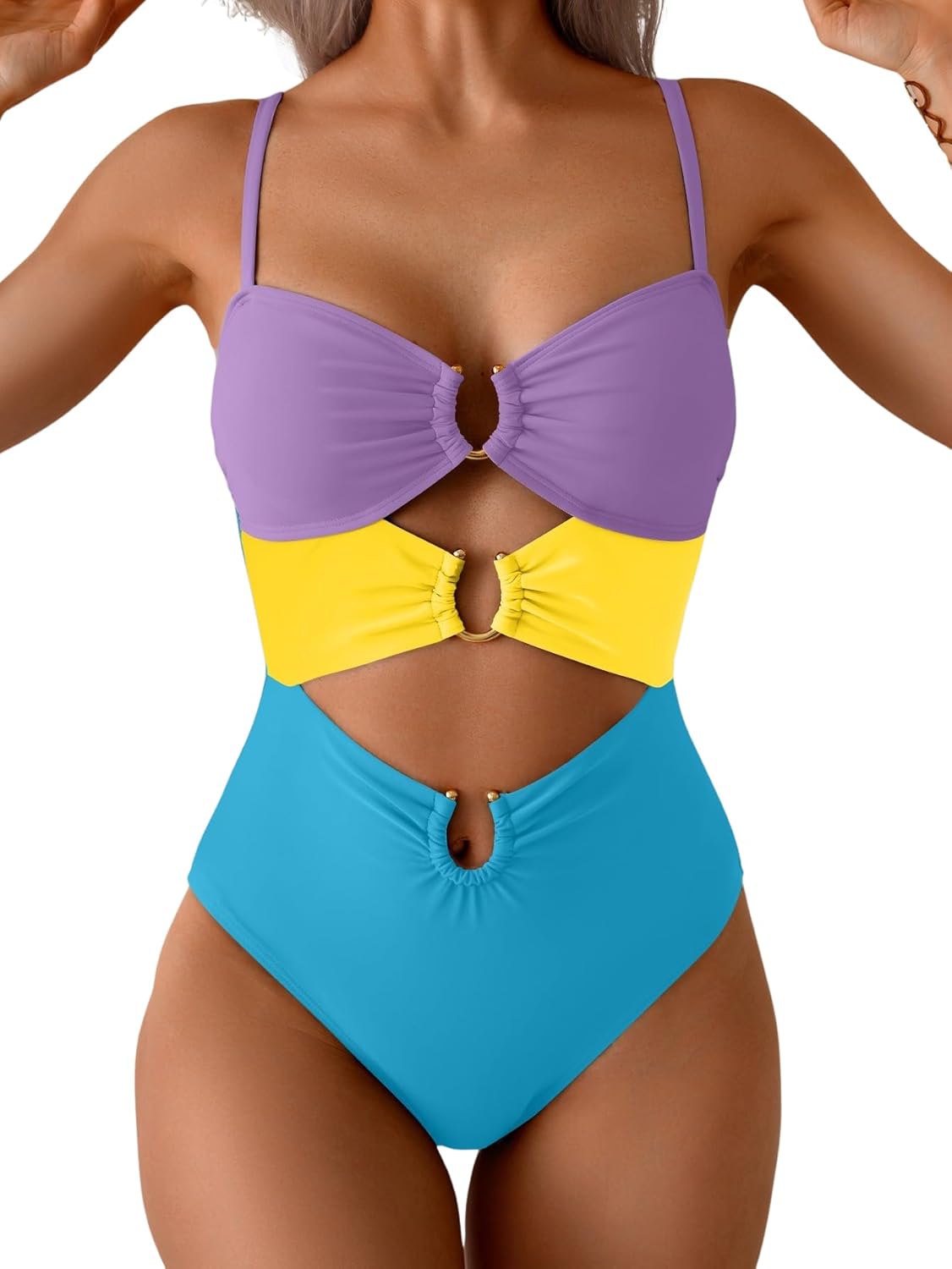 Manufacturer Eomenie One Piece Swimsuit for Women Ring Linked Monokini Sexy Bathing Suit Cutout Swim Suit Swimsuit
