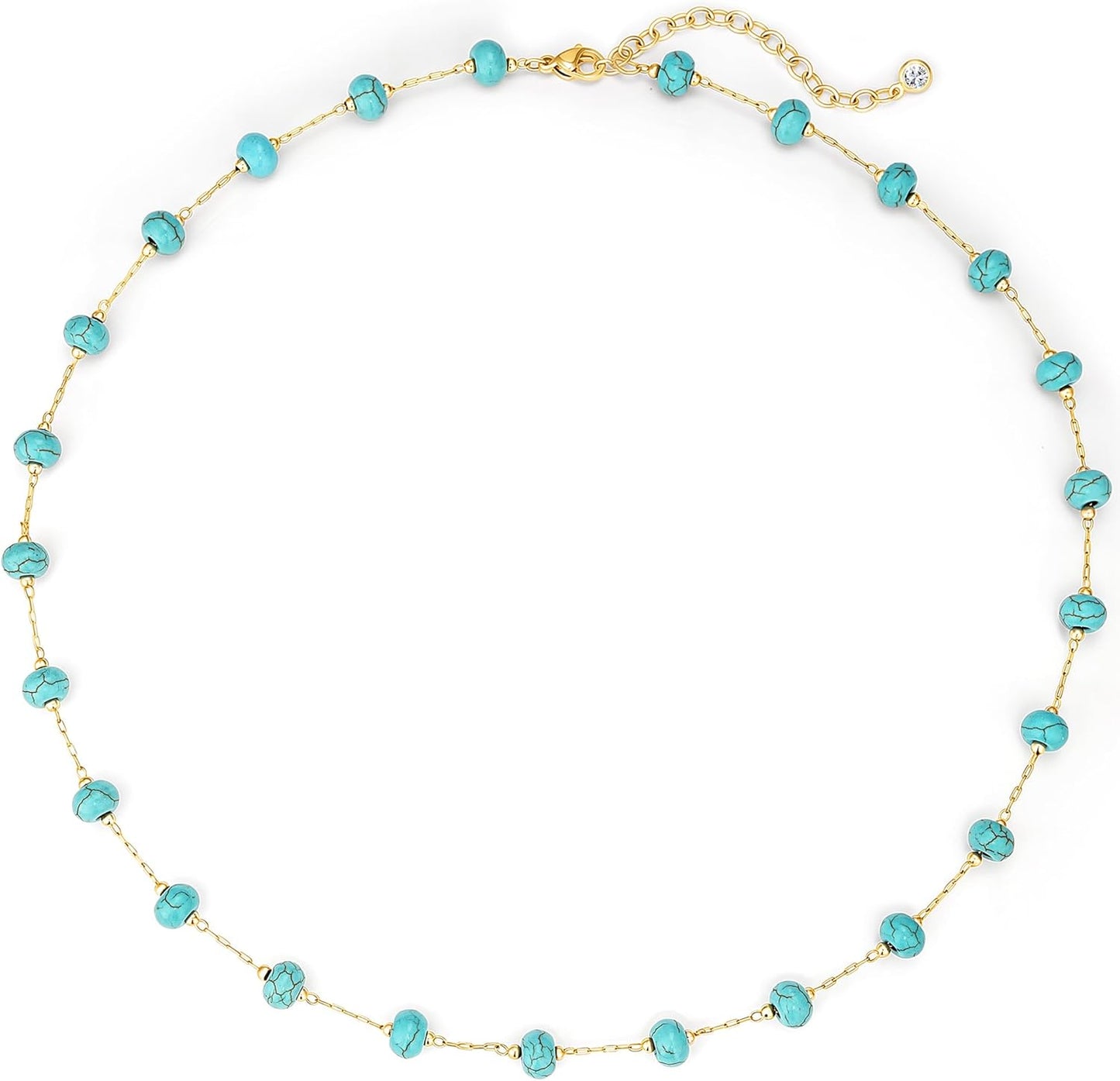 Manufacturer Created Turquoise Necklace for Women 14K Gold Plated Beaded Heart Choker Boho Necklaces Handmade Beach Summer Everyday Western Jewelry Gifts necklace