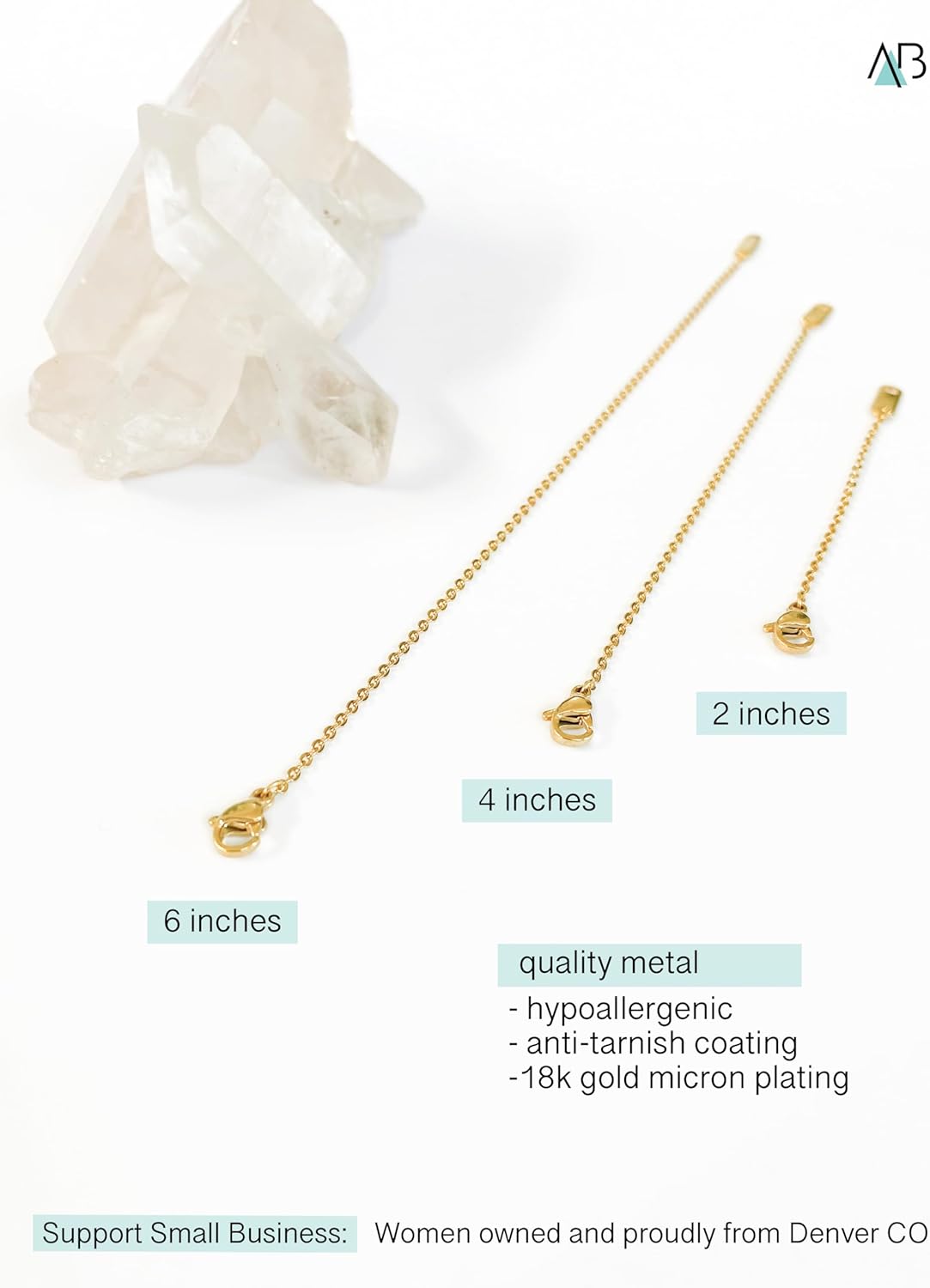 Manufacturer Altitude Boutique 18k Gold Plated Necklace Extenders Delicate Necklace Extender Chain Set for Women 3 Piece Set, Extensions 2", 4", 6" Inches Hypoallergenic in Gold, Rose Gold, or Silver Necklace