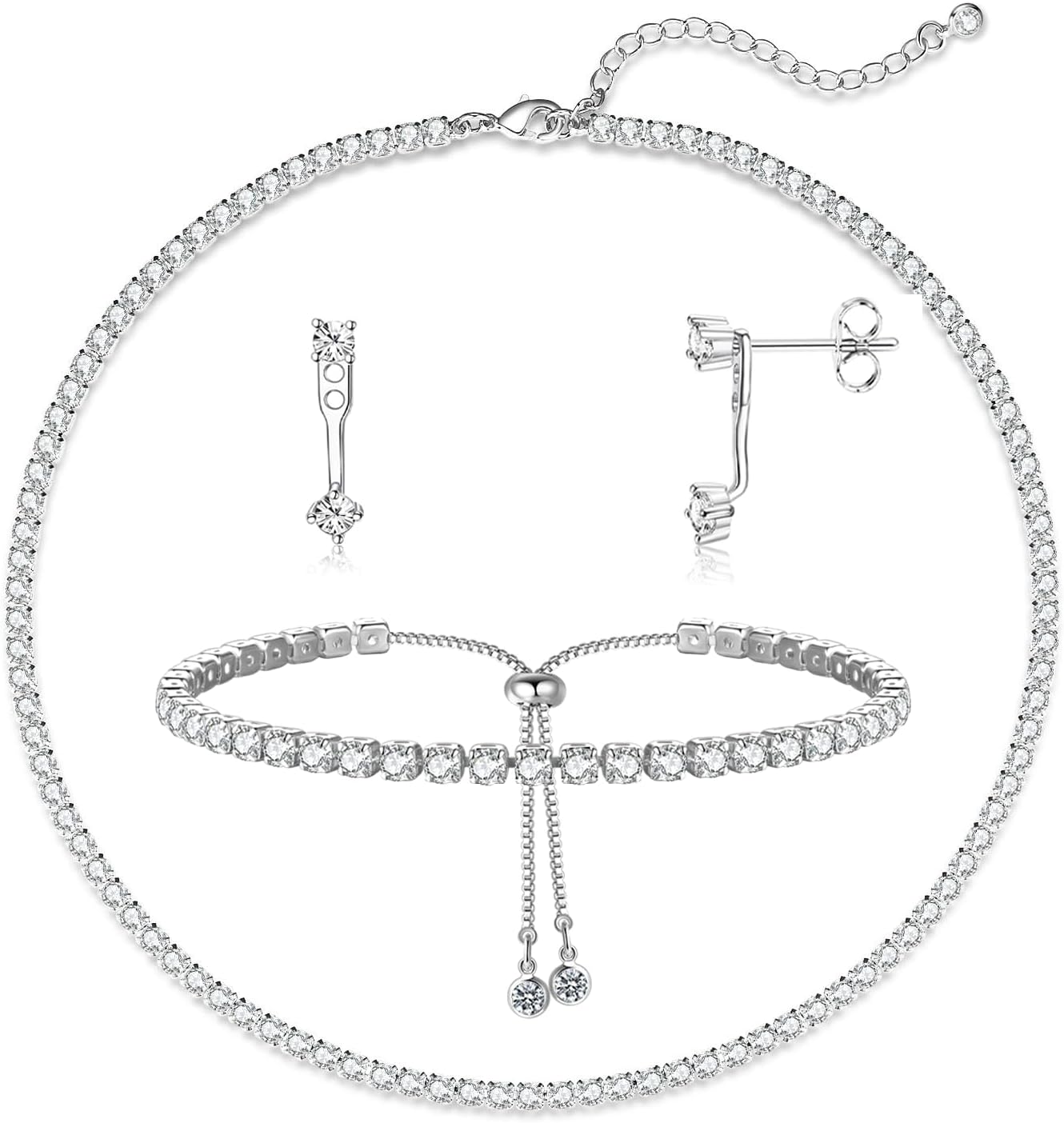 Manufacturer Luxval Tennis Necklace 14K Gold Plated Rhinestone Butterfly Choker Necklaces for women Dainty Zirconia Cut Faux Diamond chain 3mm necklace