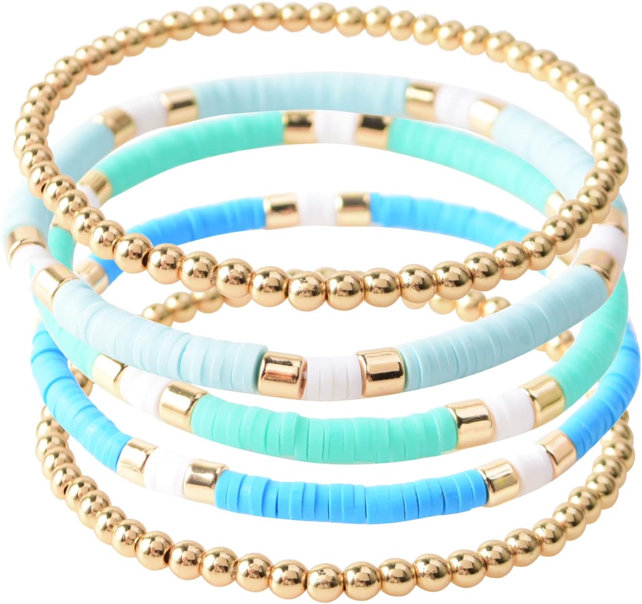 Manufacturer GOOJIDS Surfer Heishi Clay Bead Bracelets for Women Bohemian Stackable Gold Beaded Stretch Bracelets Elastic Layering Friendship Bracelets Set Boho Jewelry bracelets