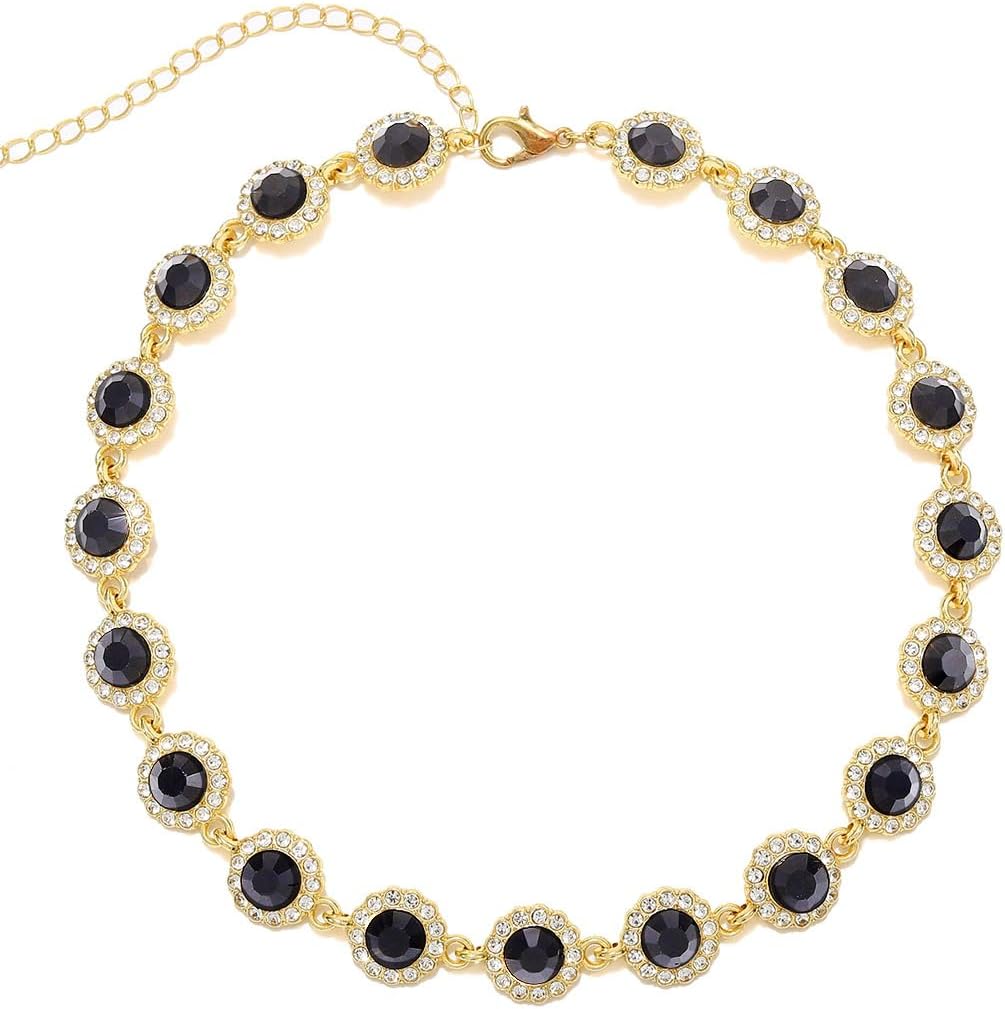 Manufacturer ACEDRE Colorful Crystal Choker Necklace Sparkly Rhinestone Chokers Necklaces Gold Chain Party Prom Neck Jewelry for Women necklace