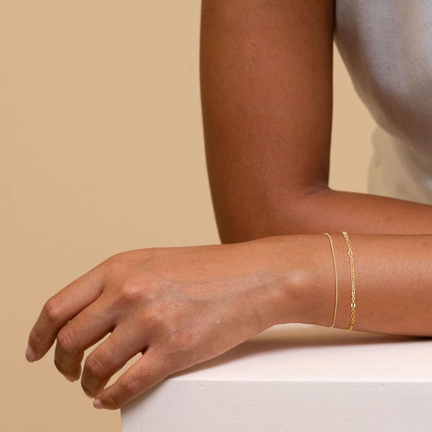Manufacturer Gold Bracelets for Women, 14K Dainty Gold Plated Stackable Bracelets for Women Trendy Waterproof CZ Tennis Bracelet Set Tiny Heart Paperclip Box Chain Adjustable Bracelets Minimalist Cute Jewelry bracelets