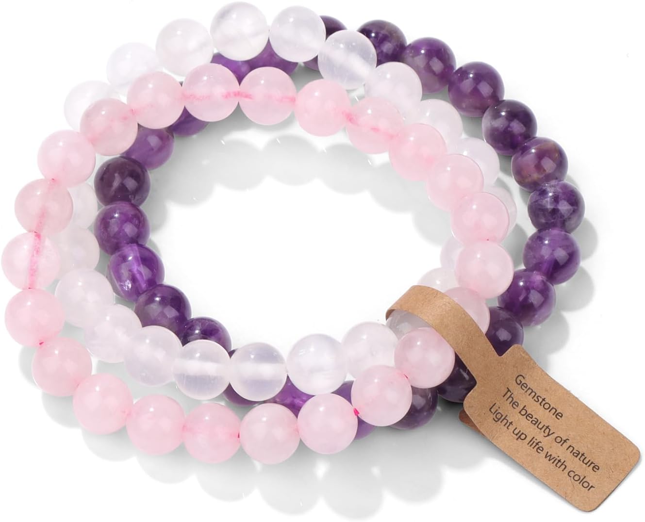 Manufacturer 3 PCS Healing Crystal Bracelets for Women 8mm Natural Stone Beaded Stretch Bracelet Amethyst Jewelry Gifts bracelets