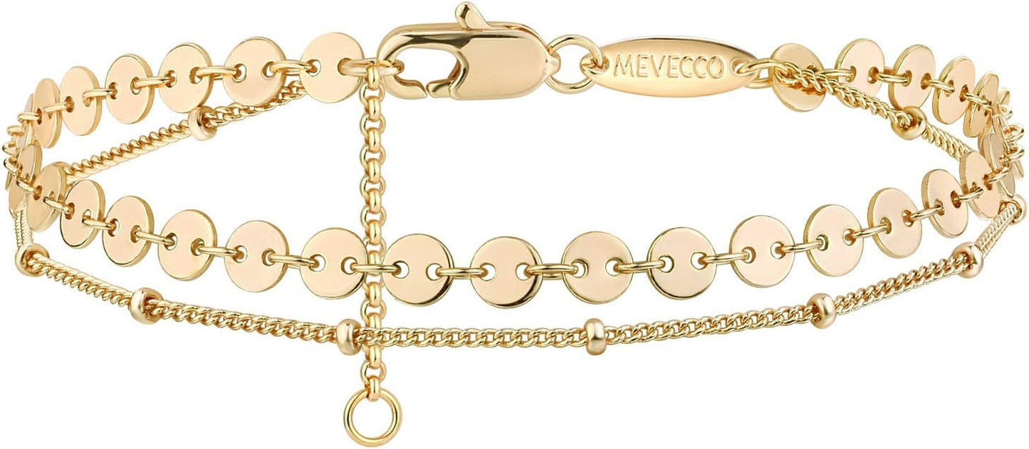 Manufacturer MEVECCO Bracelet for Women 14K Gold Plated Dainty Chain Simple Jewelry Cute Handmade Minimalist for Her bracelets
