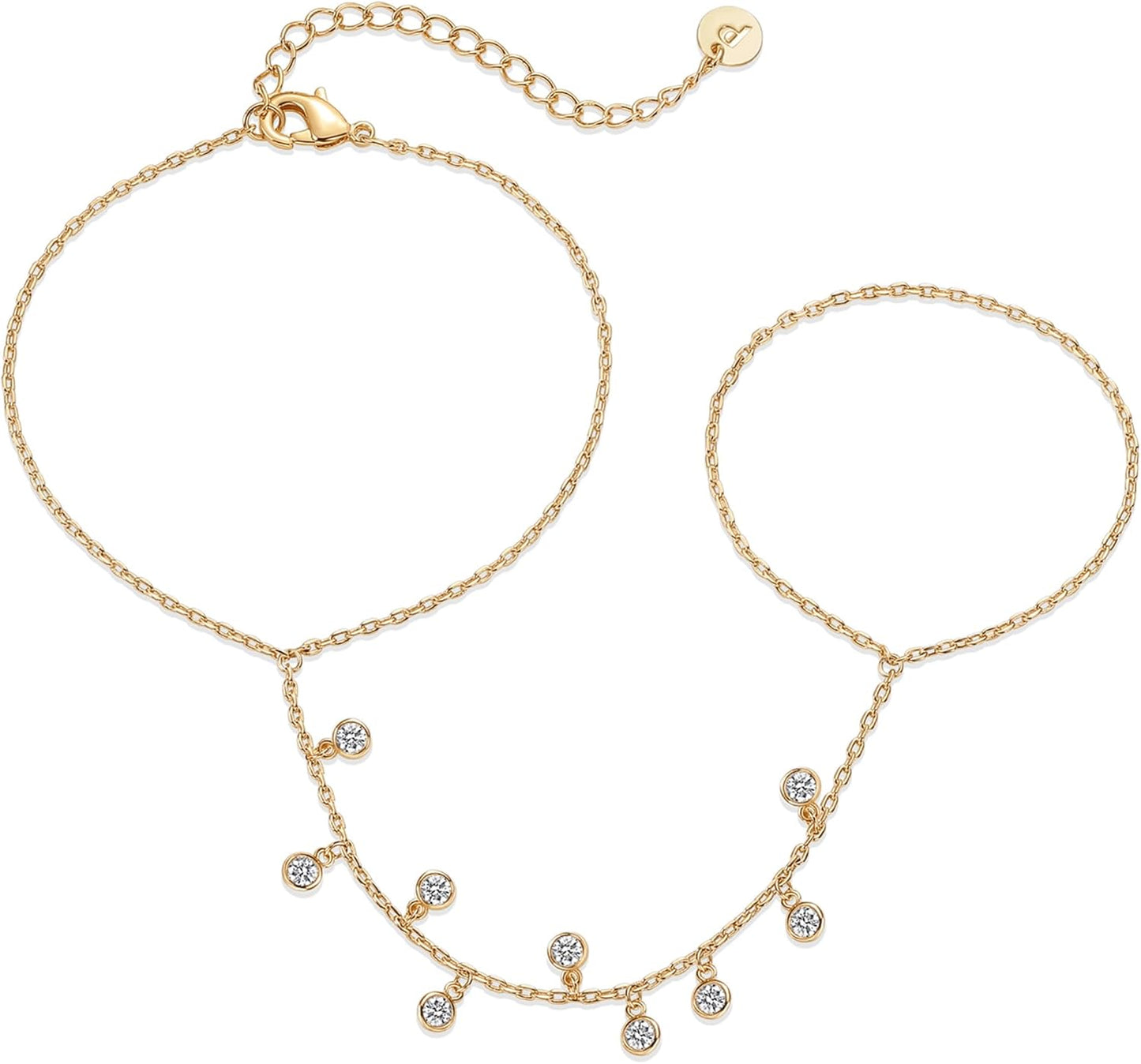 Manufacturer PAVOI 14K Gold Plated Freshwater Pearl Gold Hand Chain Bracelet for Women - Trendy Ring Bracelet Hand Chain Body Jewelry bracelets
