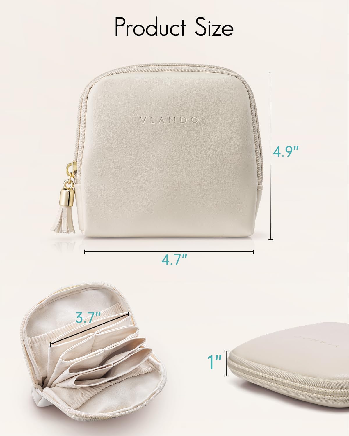 Manufacturer Vlando Small Travel Jewelry Case,Travel Gifts for Women,Jewelry Pouch Bags with Zipper,Velvet Jewelry Organizer Storage Bag for Bracelet Rings Earring-Cream White rings