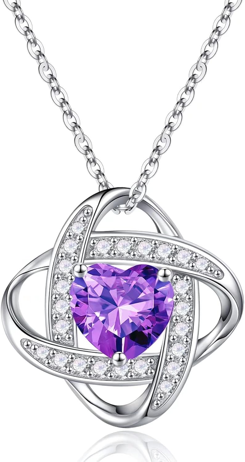 Manufacturer Iefil 925 Sterling Silver Love Knot Birthstone Necklace, Natural or Created Gemstone, Anniversary Birthday Gifts for Women, Jewelry Gifts for Wife Mom Girlfriend Necklace