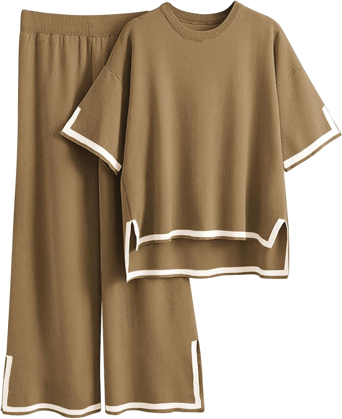 Imily Bela Womens Plus Size Lounge Sets 2 Piece Outfits Short Sleeve Pullover Tops Wide Leg Pants Summer Travel Outfits suits
