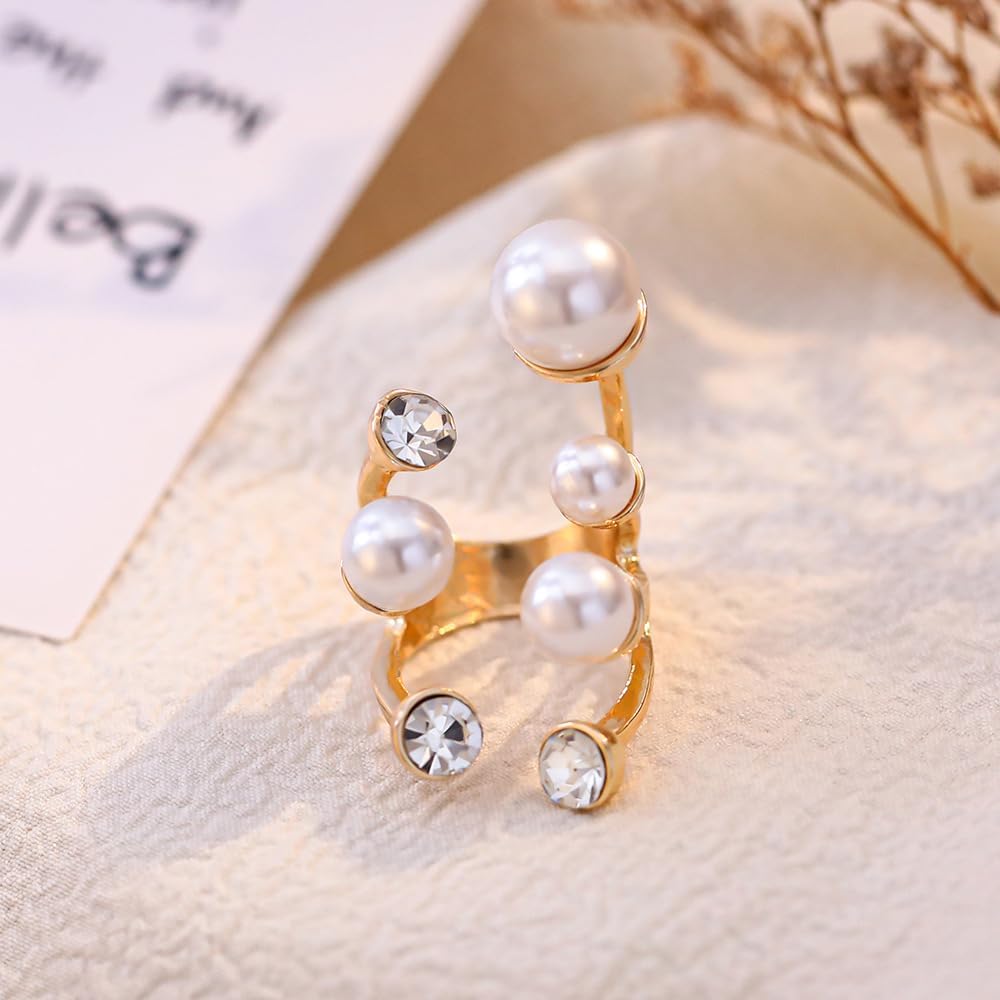 Manufacturer Pearl Ring for Women Promise Stacking Pearl Rings Adjustable Open Pearls Finger Ring Trendy Personality Christmas Pearls Jewerly Prom Dress Jewerly rings