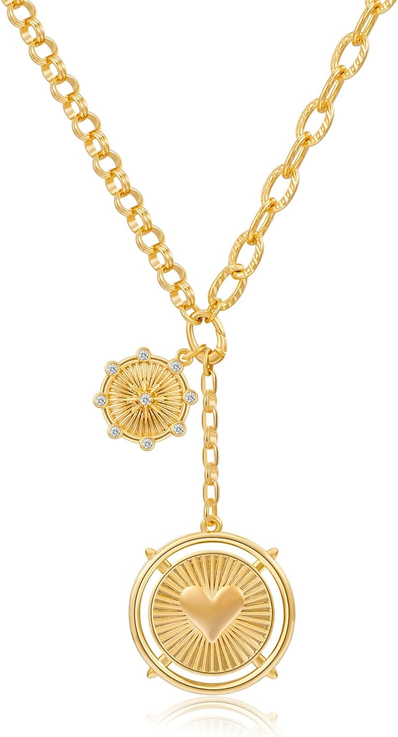 Manufacturer CLASSYZINT 18K Gold Plated Coin Lion Head Pendant Necklace Chunky Paperclip Choker Necklace For Gifts On Birthday Holidays For Women Girls Necklace