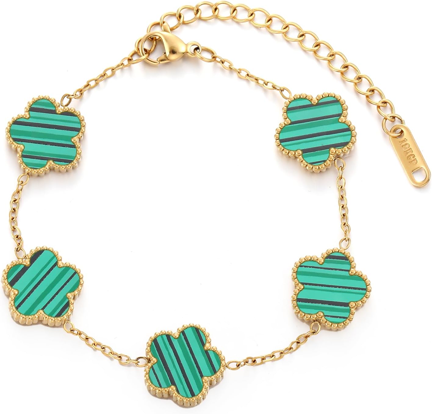 Manufacturer TICVSS Four Leaf Clover Bracelet for Women 18K Gold Plated Stainless Steel Lucky 4 Leaf Gold Link Bracelet Jewelry Gift for Women bracelets