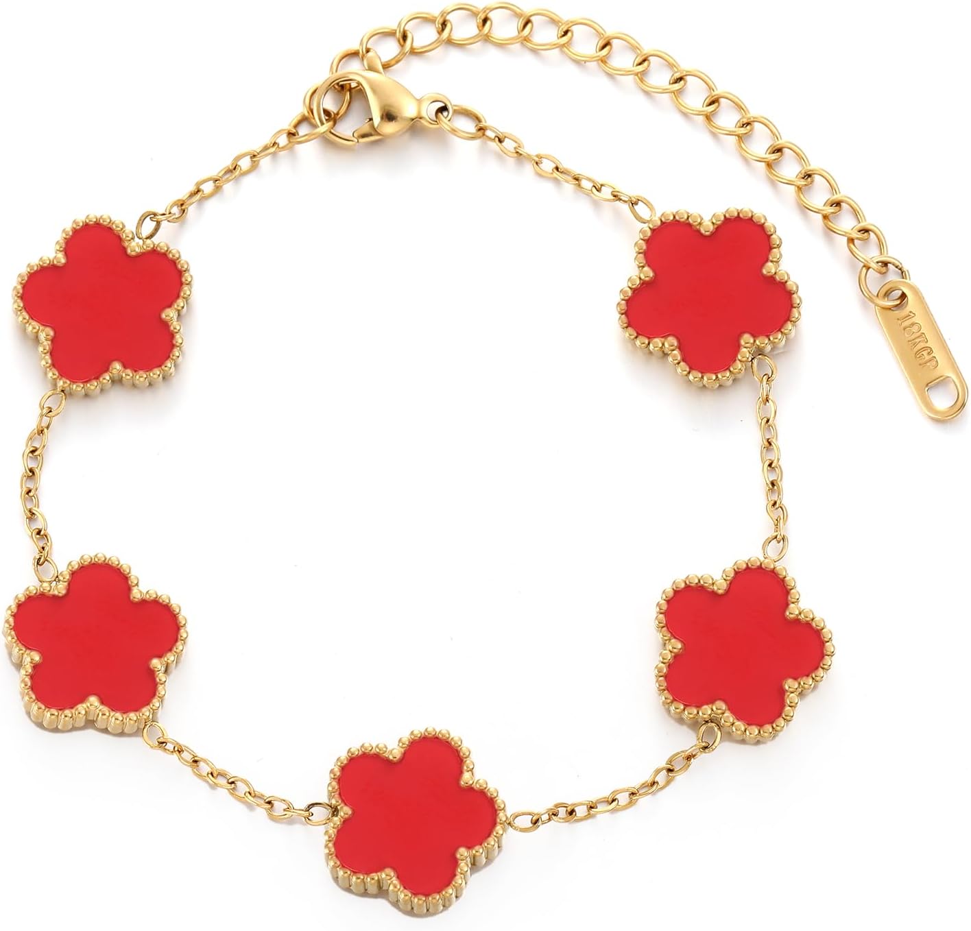 Manufacturer TICVSS Four Leaf Clover Bracelet for Women 18K Gold Plated Stainless Steel Lucky 4 Leaf Gold Link Bracelet Jewelry Gift for Women bracelets