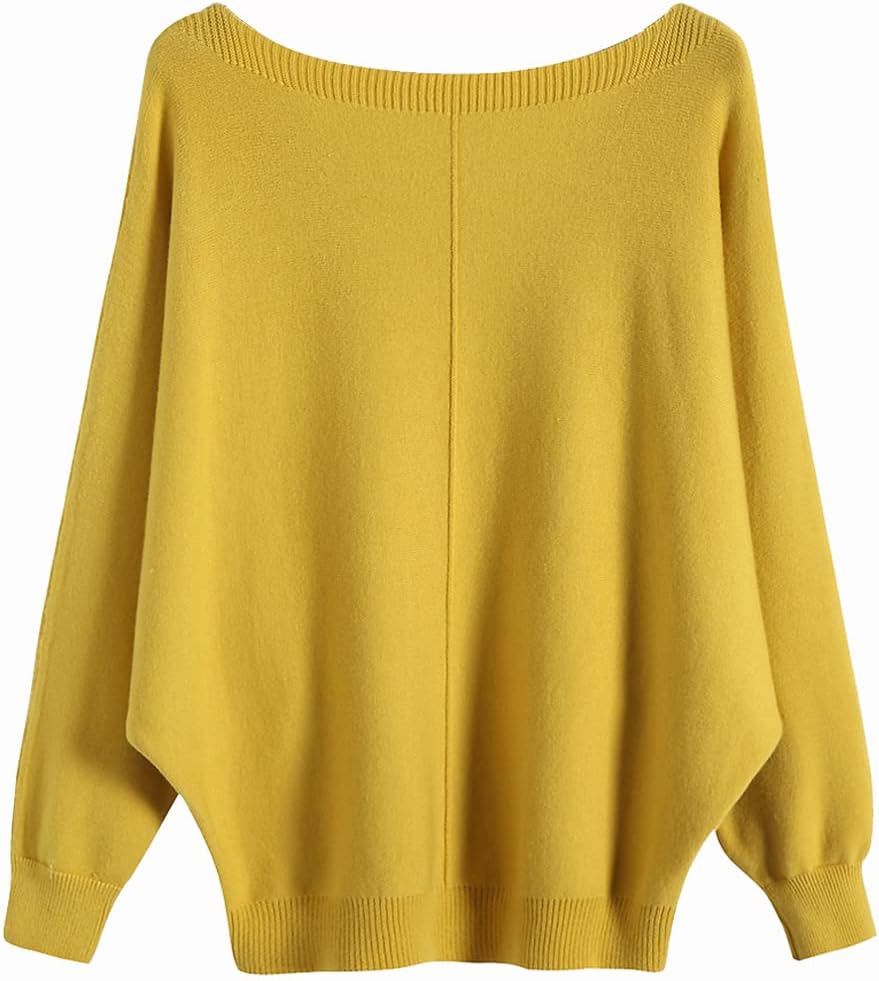 Manufacturer Ckikiou Womens Lightweight Oversized Boat Neck Sweaters Tops Dolman Batwing Sleeve Ribbed Knitted Pullovers sweaters