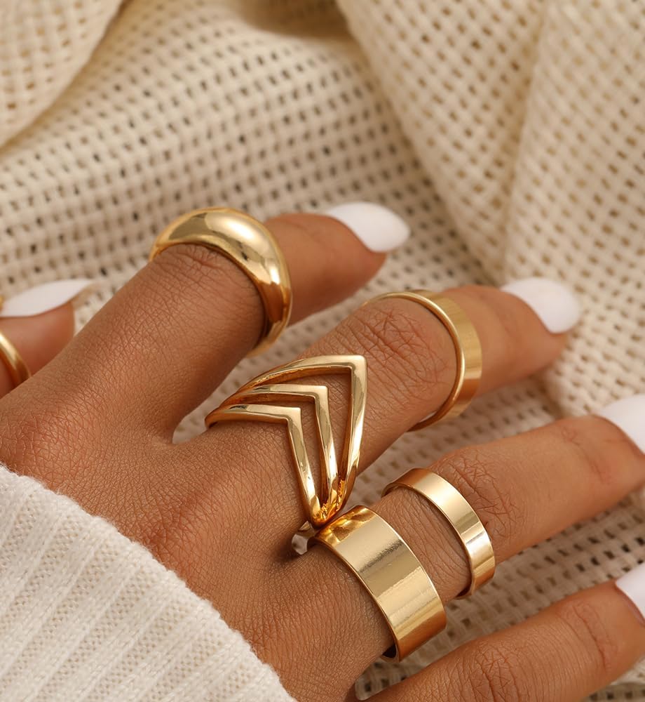 Manufacturer iF YOU 25 Pcs Gold Knuckle Ring Set for Women, Chunky Stackable Finger Midi Rings, Silver Simple Stacking Cute Rings Pack Trendy Stuff Jewelry Gift rings