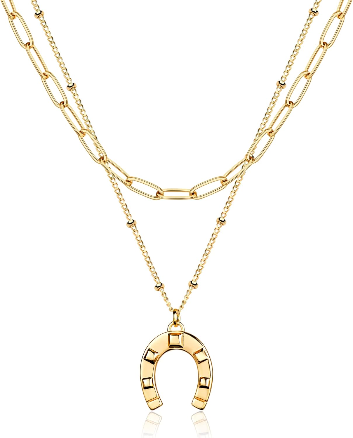 Manufacturer MEVECCO Layered Heart Necklace Pendant Handmade 18k Gold Plated Dainty Gold Choker Arrow Bar Layering Long Necklace for Women necklace