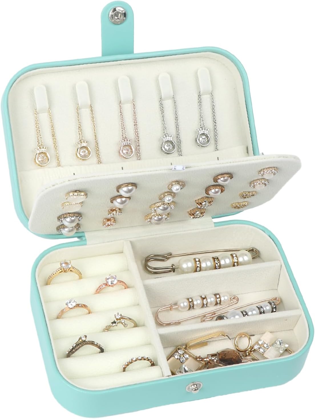 Manufacturer Travel Jewelry Box, PU Leather Small Jewelry Organizer for Women Girls, Portable Mini Travel Case Display Storage Holder Boxes for Stud Earrings, Rings, Necklaces, Bracelets (Pink) rings