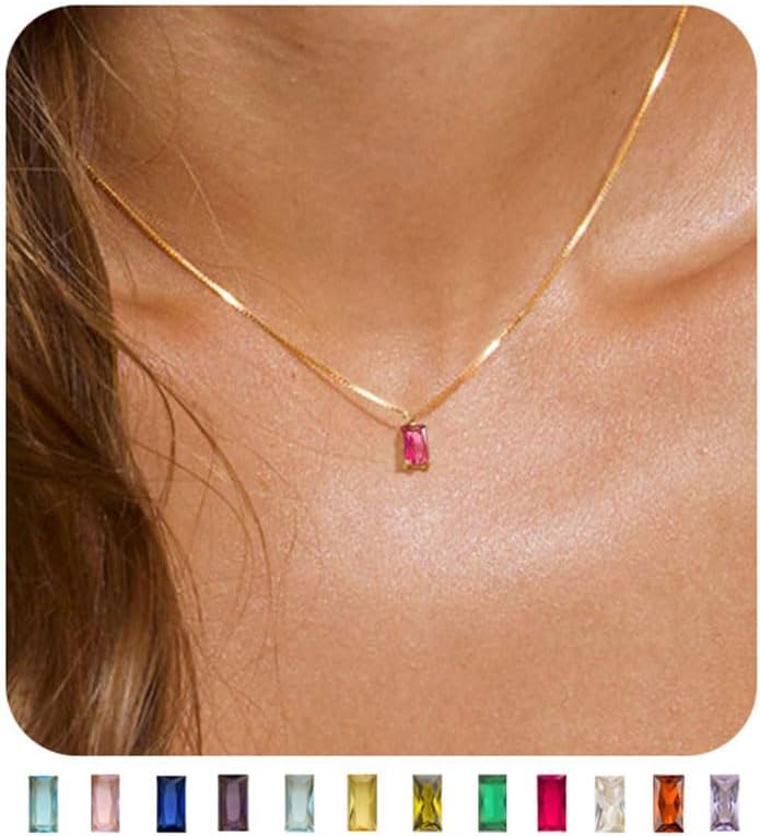 Manufacturer FUNEIA Diamond Necklaces for Women 14K Gold Plated Emerald Birthstone Necklace for Women Mothers Dainty Gold Necklace Blue Green Cubic Zirconia Pendant Necklace Birthday Gifts for Women Jewelry necklace