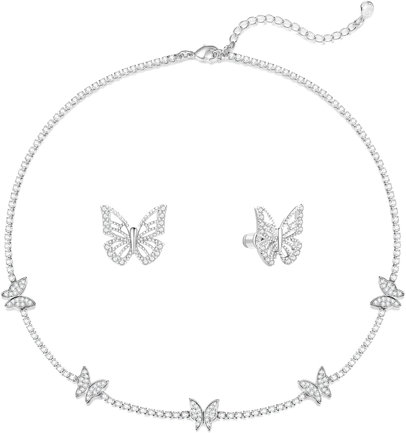 Manufacturer Tennis Necklace Bracelet for Women, Sterling Sliver, Dainty Chocker Necklace, Crystal Bracelet for Women, Wedding Jewelry for Bride, Sparkly Party Prom Hypoallergenic Necklace