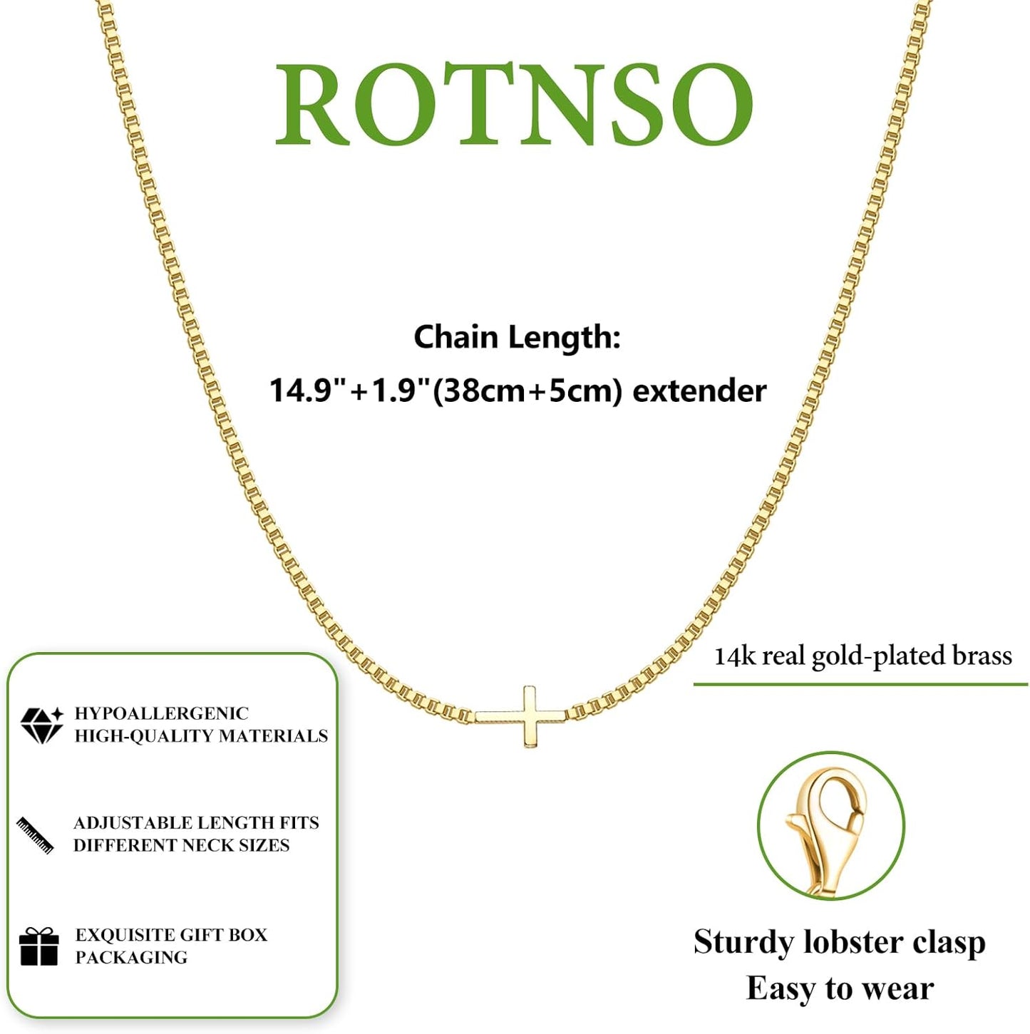 Manufacturer Cross Necklace for Women 14K Gold Silver Plated Dainty Small Cross Pendant Choker Simple Trendy Cute Cross Charm Chain Necklace Easter Basket Stuffers Baptism Religious Faith Jewelry Gift Necklace