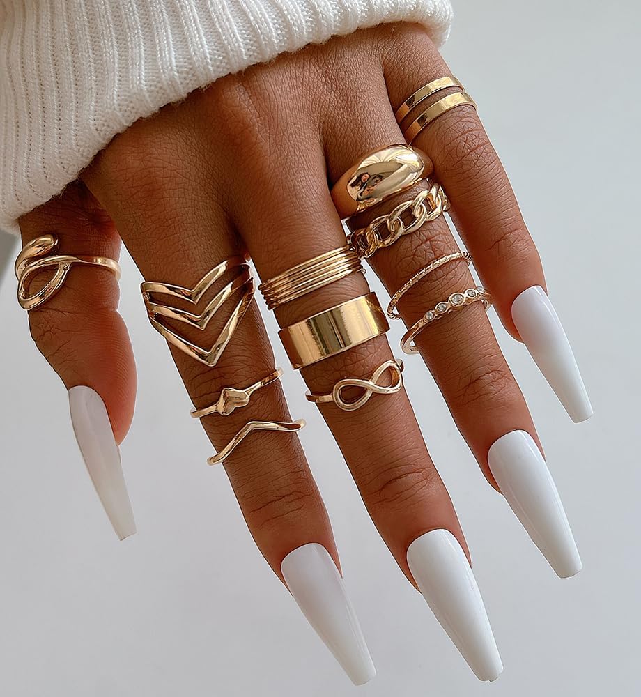 Manufacturer iF YOU 25 Pcs Gold Knuckle Ring Set for Women, Chunky Stackable Finger Midi Rings, Silver Simple Stacking Cute Rings Pack Trendy Stuff Jewelry Gift rings