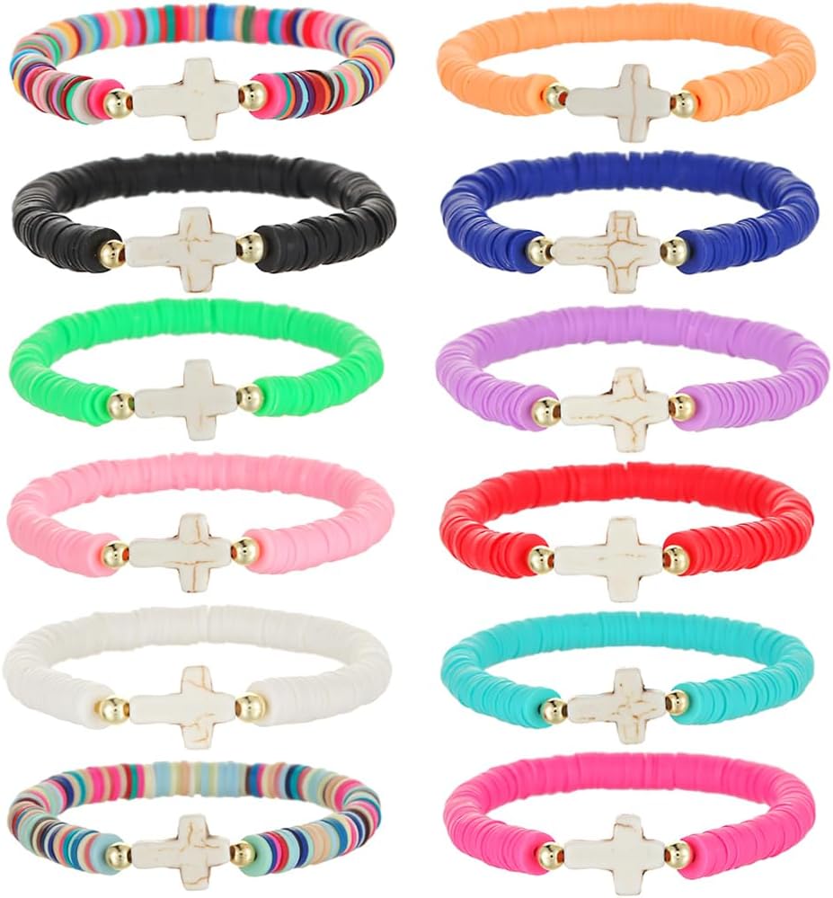 Manufacturer 12pcs Friendship Bracelets Beaded Bracelets Heishi Bracelet Cute Bracelets Stack Vinyl Clay Disc Bead Surfer Stretch Summer Beach Bracelets For Women Preppy Bracelets bracelets