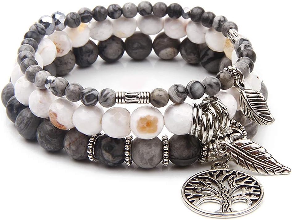 Manufacturer Jardme Healing Crystal Bracelets for Women, 8mm Beaded Natural Stone Stretch Chakra Bracelets Tree of Life Bracelet Jewelry Gifts for Women bracelets