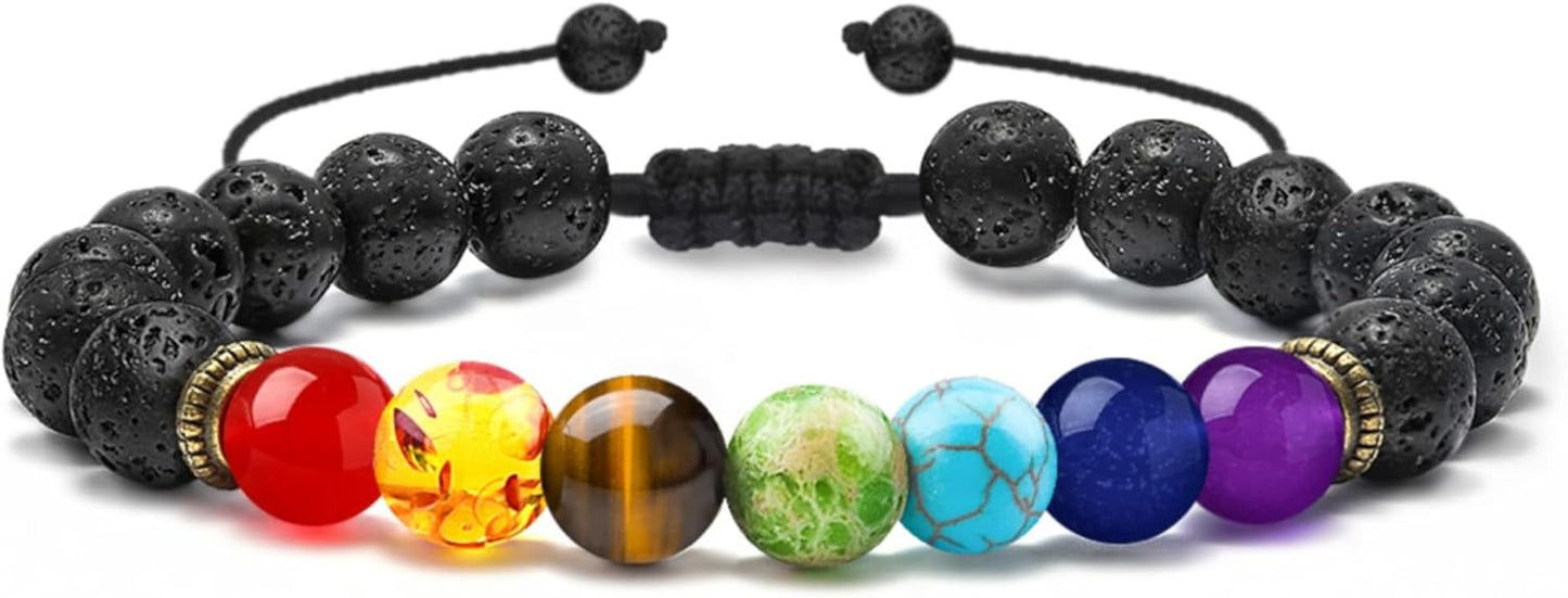 Manufacturer M MOOHAM Natural Stone Bracelets for Men - 8mm Tiger Eye, Matte Agate, Lava Rock - Teen Boys Gifts for Birthday, Anniversary, Christmas bracelets