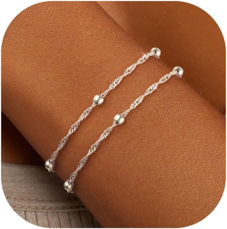 Manufacturer KOHOTA Silver Gold Bracelets for Women Trendy 14K Gold Plated Bracelet for Women Non Tarnish Dainty Stackable Layered Chain Heart Pearl Knot Beaded Bracelets Stack Set Charm Mothers Day Jewelry Gifts bracelets