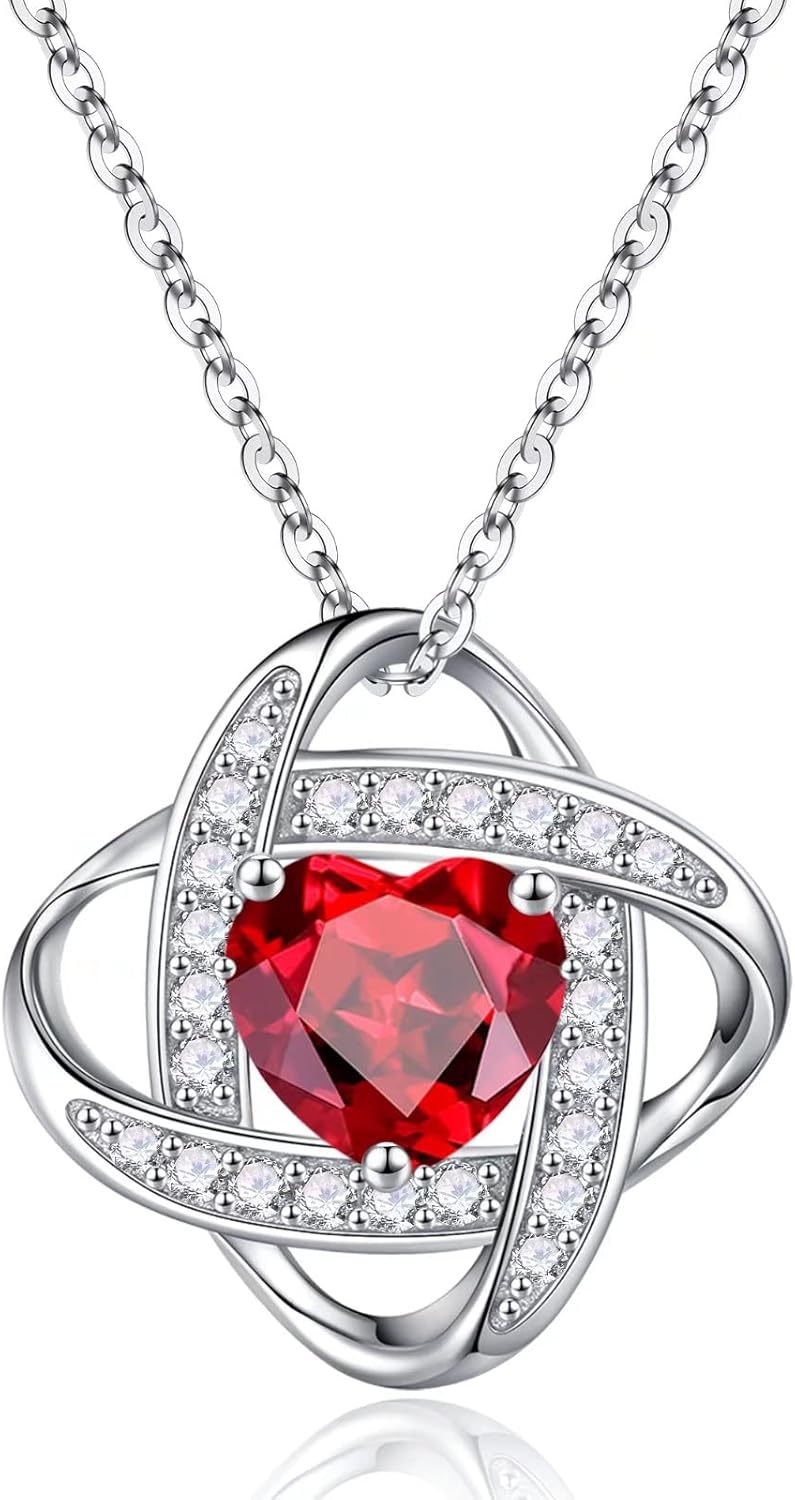 Manufacturer Iefil 925 Sterling Silver Love Knot Birthstone Necklace, Natural or Created Gemstone, Anniversary Birthday Gifts for Women, Jewelry Gifts for Wife Mom Girlfriend Necklace