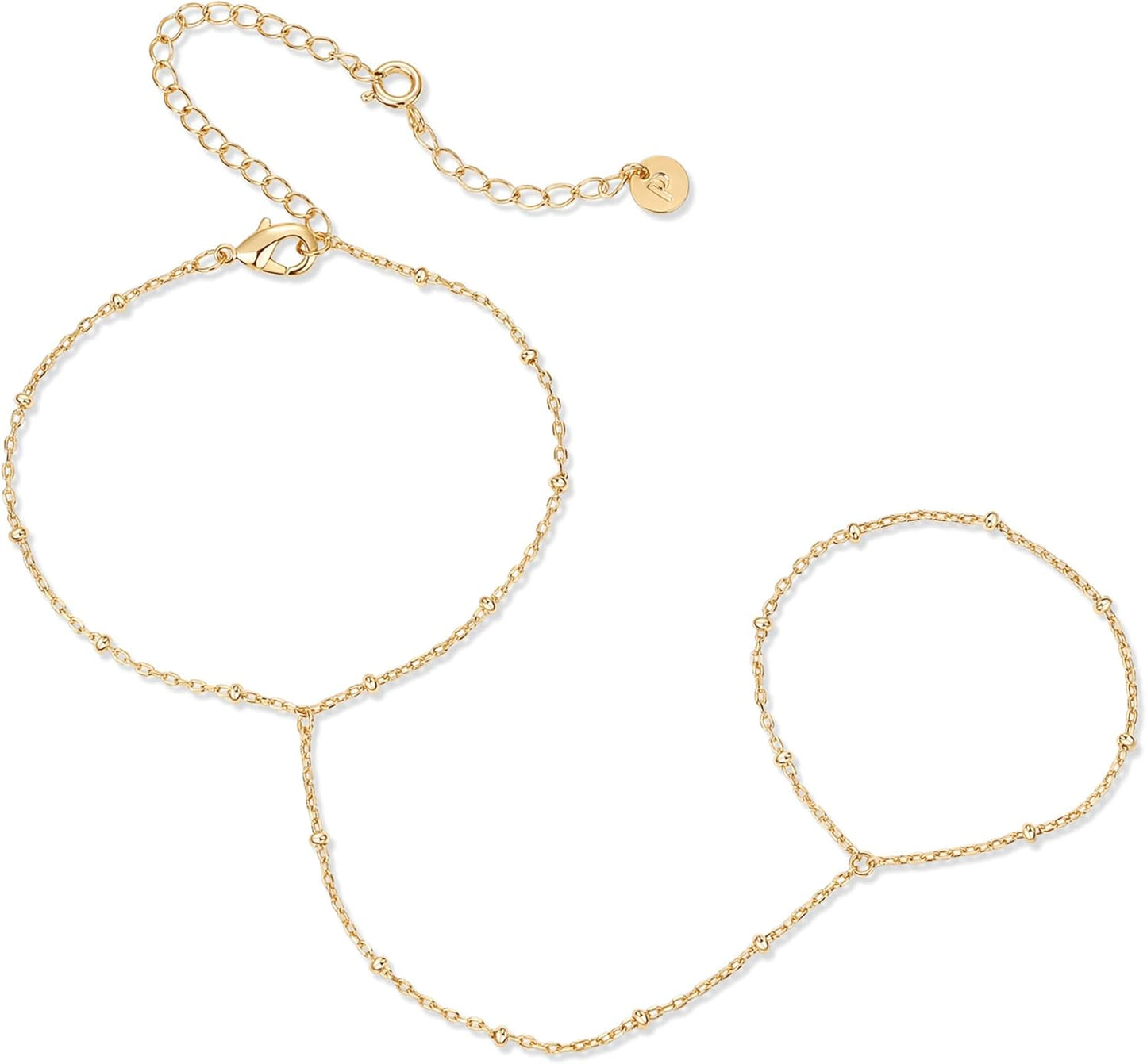 Manufacturer PAVOI 14K Gold Plated Freshwater Pearl Gold Hand Chain Bracelet for Women - Trendy Ring Bracelet Hand Chain Body Jewelry bracelets