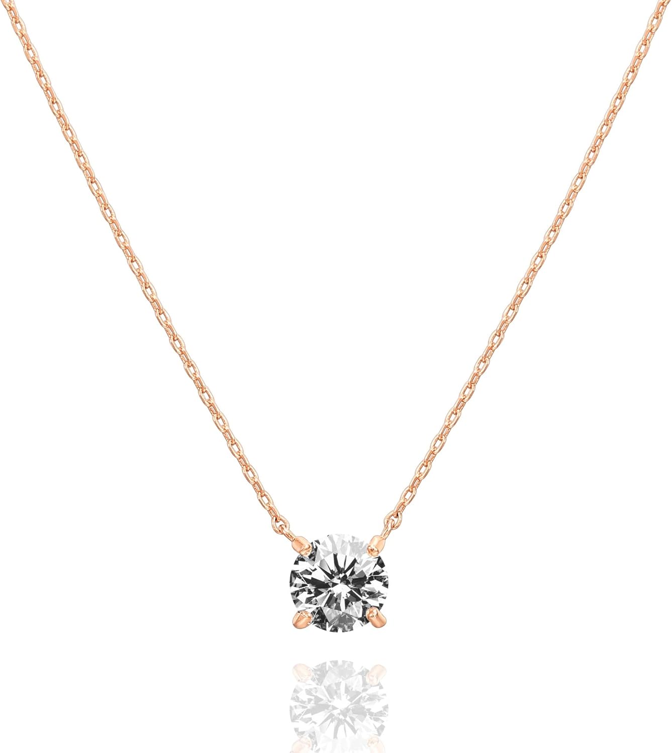 Manufacturer PAVOI 14K Gold Plated Crystal Solitaire 1.5 Carat (7.3mm) Cubic Zirconia Dainty Choker Necklace | Gold Necklaces for Women Necklace