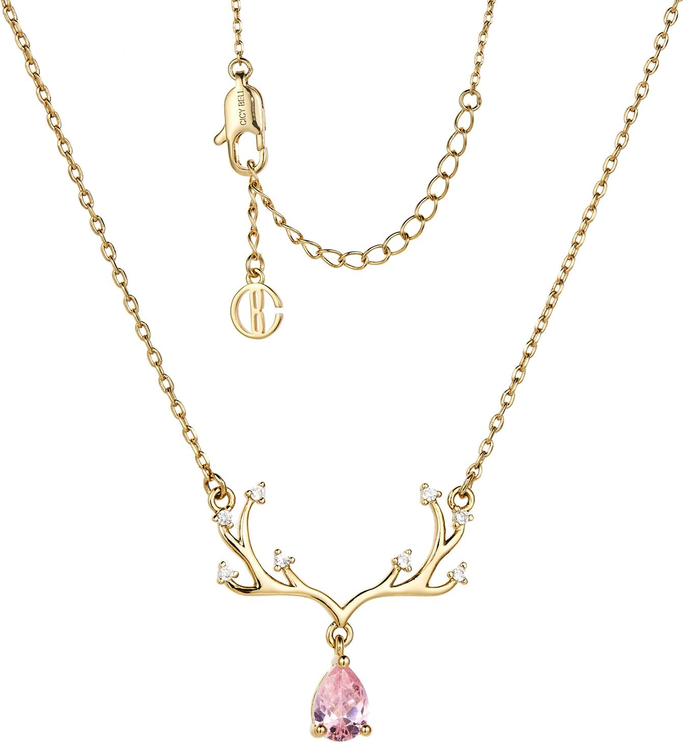 Manufacturer Cicy Bell Womens Pendant Necklace 18k Gold Plated Lucky Dainty Necklace Gifts Fashion Jewelry 17.7'' with 2'' Extender Necklace