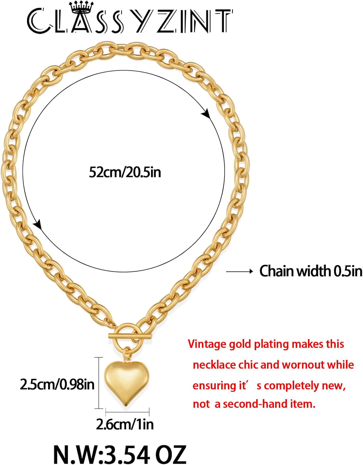 Manufacturer CLASSYZINT 18K Gold Plated Coin Lion Head Pendant Necklace Chunky Paperclip Choker Necklace For Gifts On Birthday Holidays For Women Girls Necklace