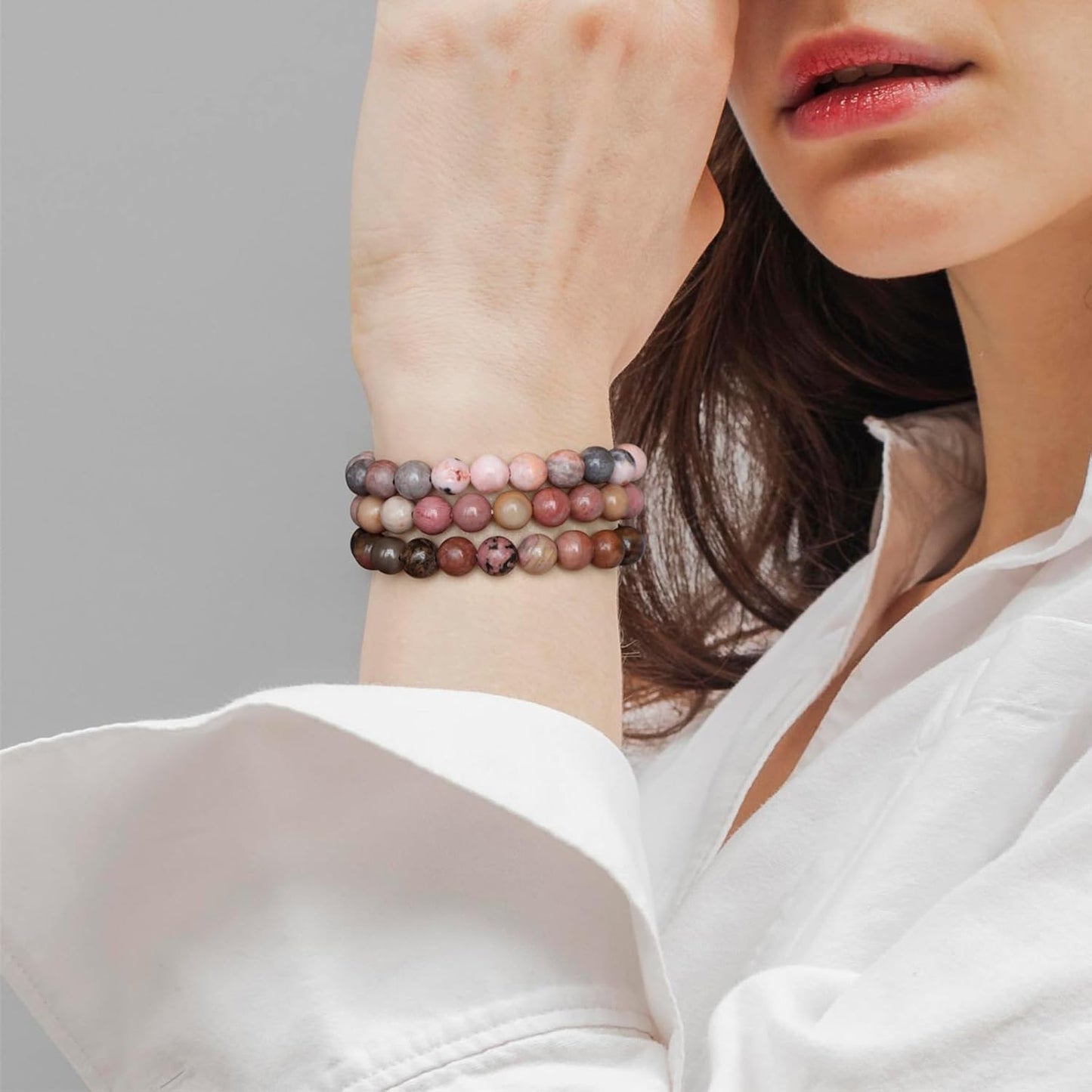 Manufacturer 3 PCS Healing Crystal Bracelets for Women 8mm Natural Stone Beaded Stretch Bracelet Amethyst Jewelry Gifts bracelets