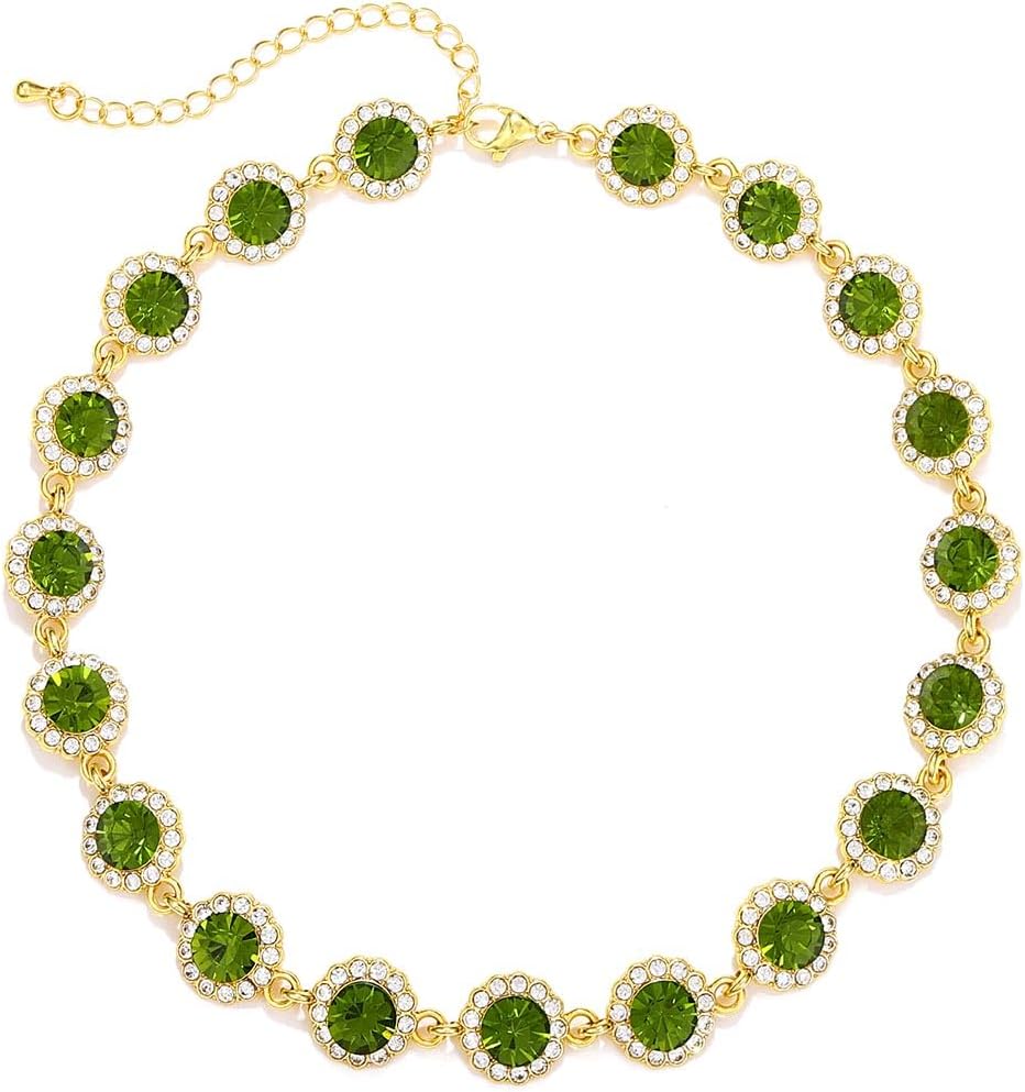 Manufacturer ACEDRE Colorful Crystal Choker Necklace Sparkly Rhinestone Chokers Necklaces Gold Chain Party Prom Neck Jewelry for Women necklace