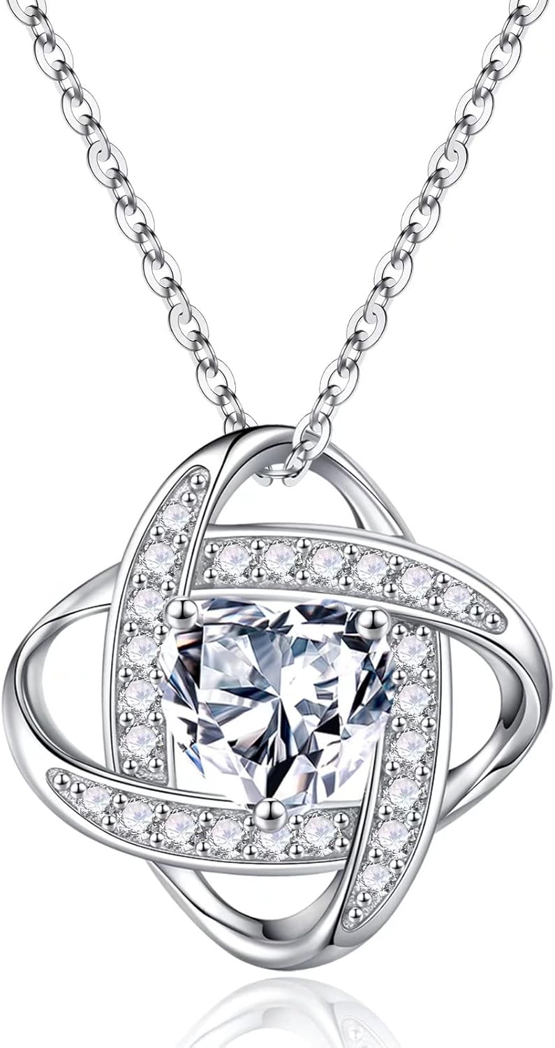 Manufacturer Iefil 925 Sterling Silver Love Knot Birthstone Necklace, Natural or Created Gemstone, Anniversary Birthday Gifts for Women, Jewelry Gifts for Wife Mom Girlfriend Necklace