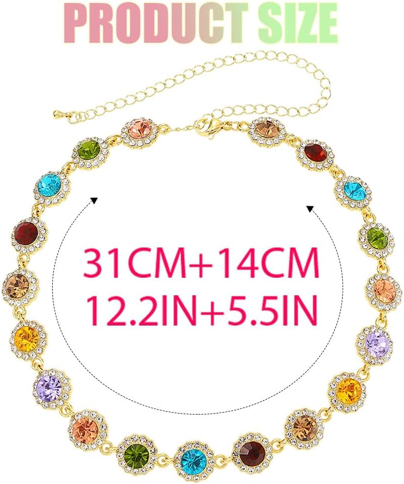Manufacturer ACEDRE Colorful Crystal Choker Necklace Sparkly Rhinestone Chokers Necklaces Gold Chain Party Prom Neck Jewelry for Women necklace