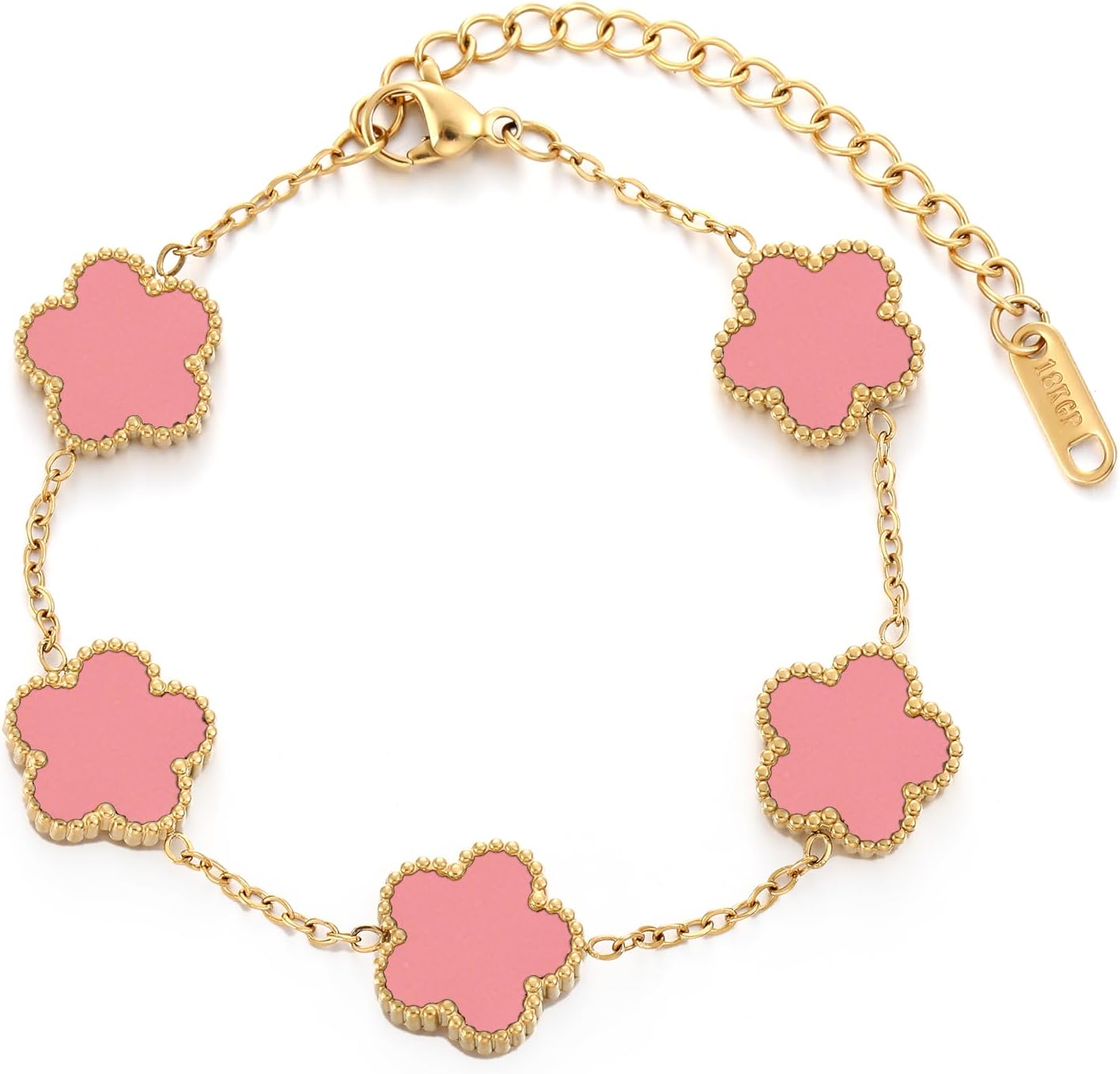 Manufacturer TICVSS Four Leaf Clover Bracelet for Women 18K Gold Plated Stainless Steel Lucky 4 Leaf Gold Link Bracelet Jewelry Gift for Women bracelets