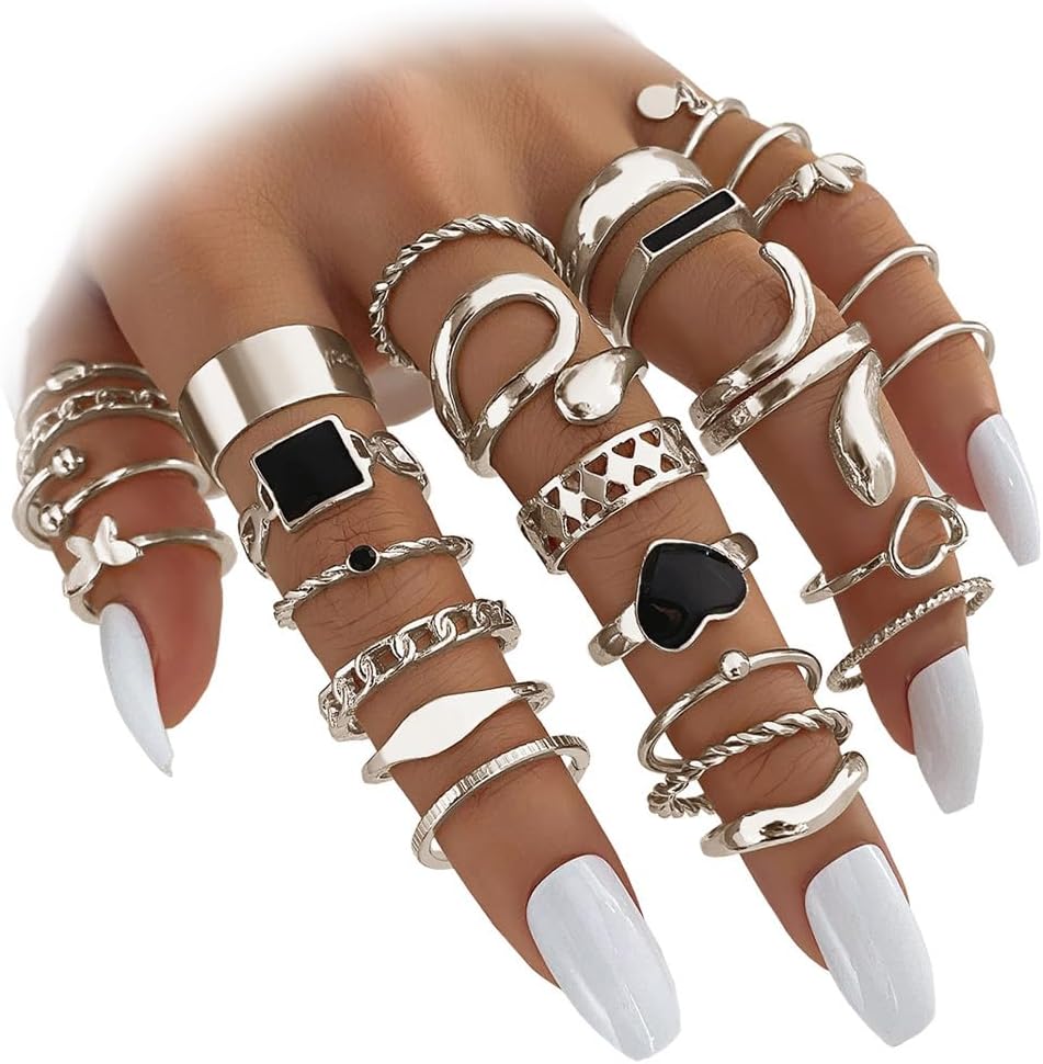 Manufacturer IFKM 51 Pcs Gold Knuckle Rings Set For Women Girls Vintage Stackable Joint Finger Midi Rings Dainty Cubic Zirconia Crystal Simple Twist Hollow Cute Rings Pack Jewelry Gift rings