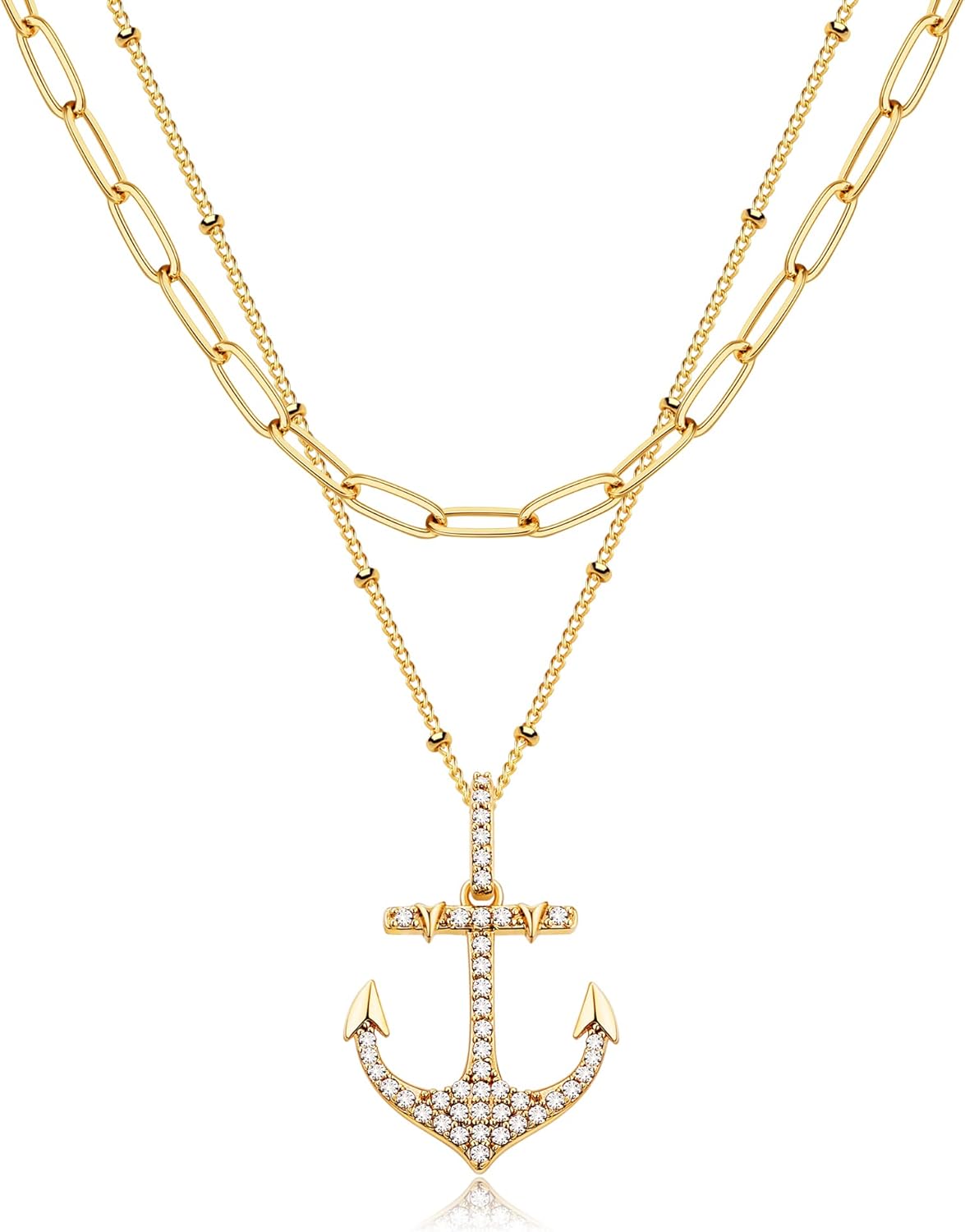 Manufacturer MEVECCO Layered Heart Necklace Pendant Handmade 18k Gold Plated Dainty Gold Choker Arrow Bar Layering Long Necklace for Women necklace