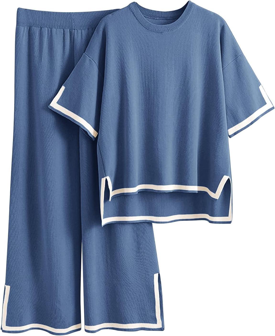 Imily Bela Womens Plus Size Lounge Sets 2 Piece Outfits Short Sleeve Pullover Tops Wide Leg Pants Summer Travel Outfits suits
