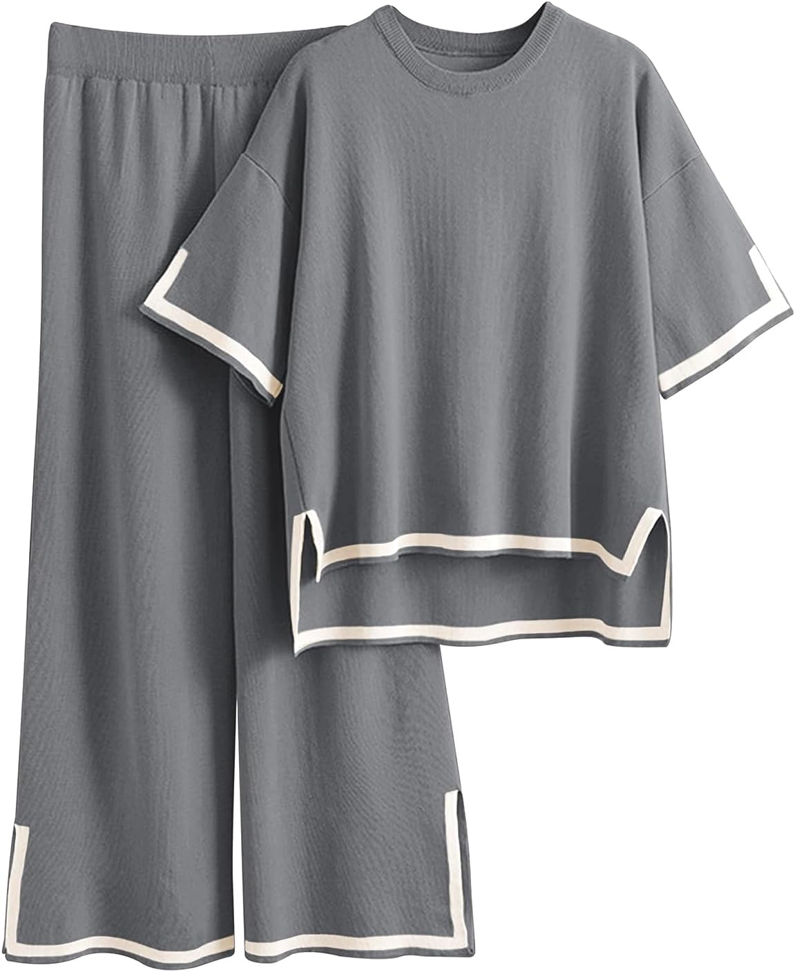 Imily Bela Womens Plus Size Lounge Sets 2 Piece Outfits Short Sleeve Pullover Tops Wide Leg Pants Summer Travel Outfits suits