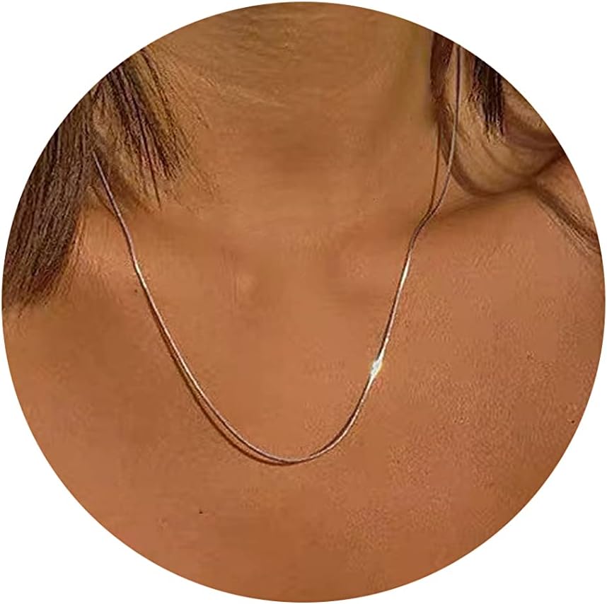Manufacturer DEARMAY 14K Gold Necklaces for Women, Dainty Gold Herringbone Choker Necklace for Women Thin Layered Chunky Snake Chain Necklaces Jewelry for Teen Gifts Necklace