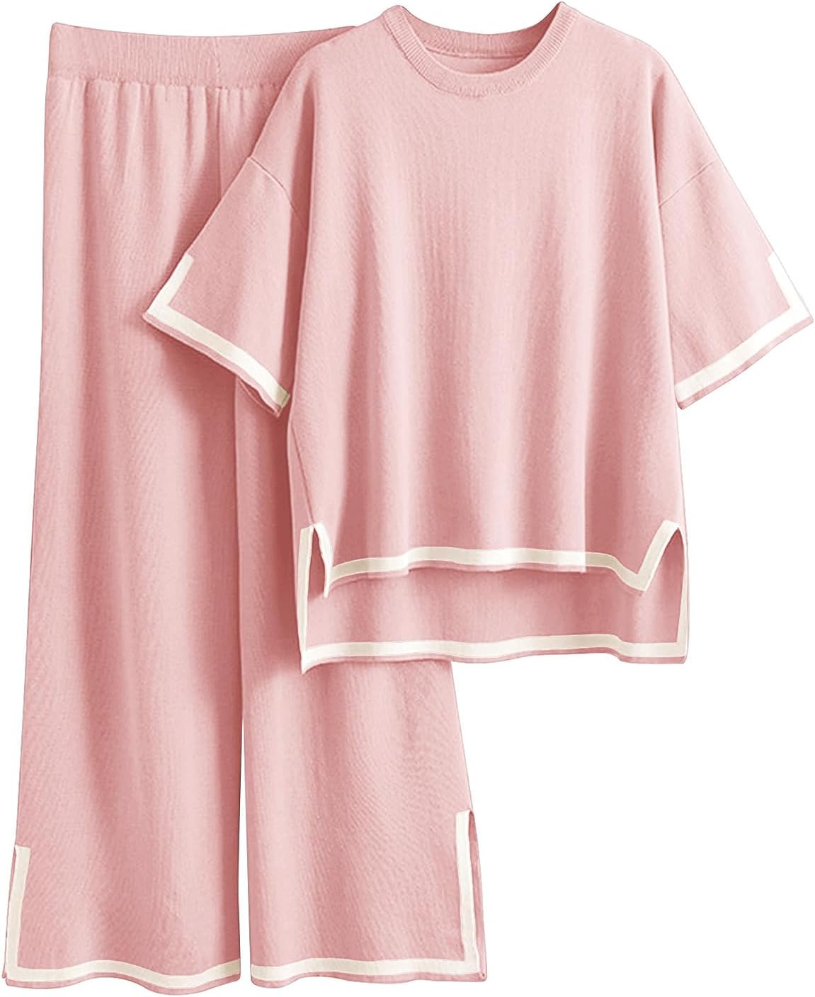 Imily Bela Womens Plus Size Lounge Sets 2 Piece Outfits Short Sleeve Pullover Tops Wide Leg Pants Summer Travel Outfits suits