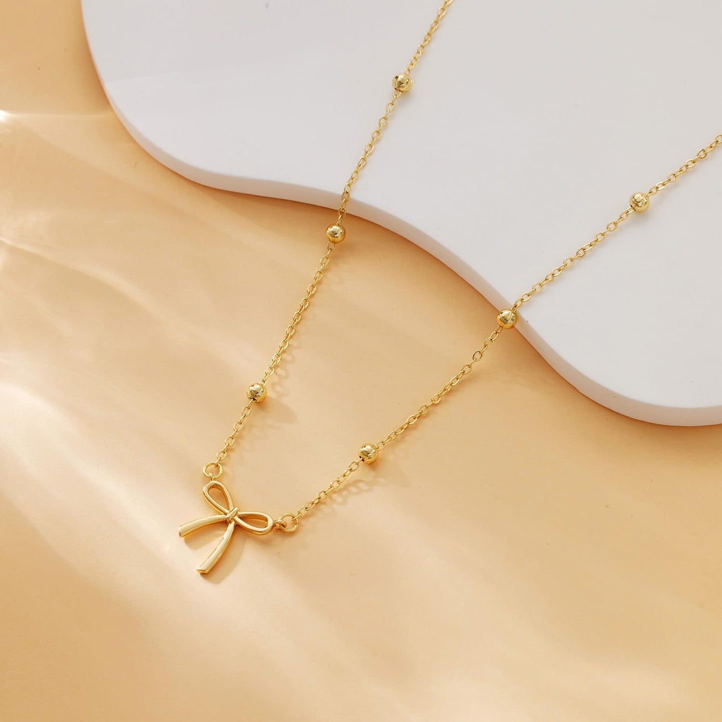 Manufacturer Gold Necklace for Women Dainty Bow Necklace 14K Gold Plated Cute Choker Necklace Small Bow Pendant Charm Necklaces Teen Gift Trendy Stuff Personalized Jewelry Gifts Necklace