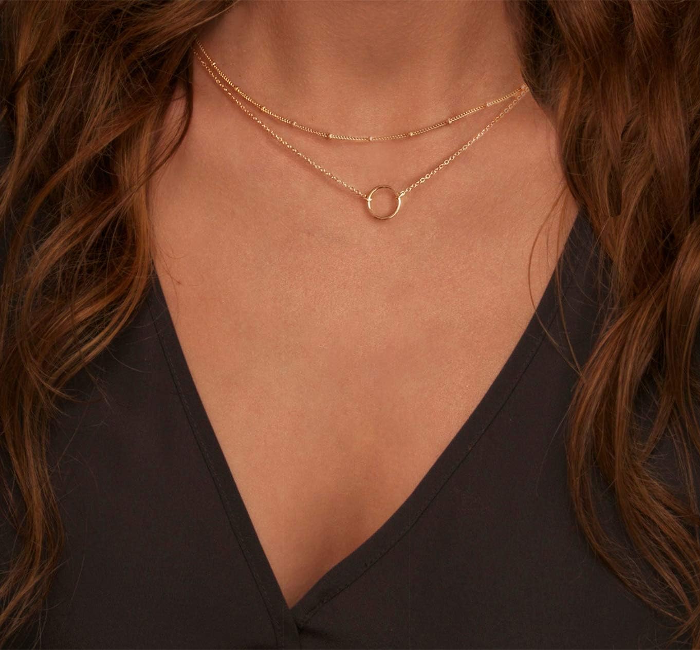 Manufacturer MEVECCO Layered Heart Necklace Pendant Handmade 18k Gold Plated Dainty Gold Choker Arrow Bar Layering Long Necklace for Women necklace