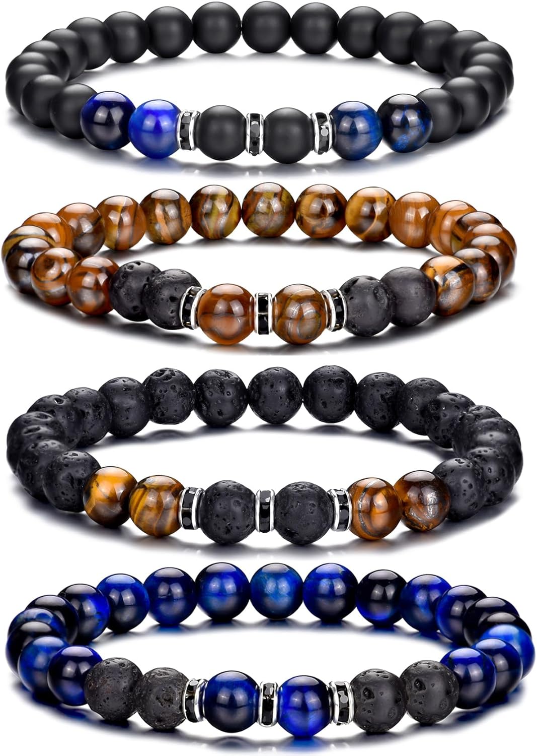 Manufacturer RANKEEF Tiger Eye Bracelet For Men 8MM Natural Stone Stretch Adjustable Black Crystal Beaded Bracelet for Men Women Gifts bracelets