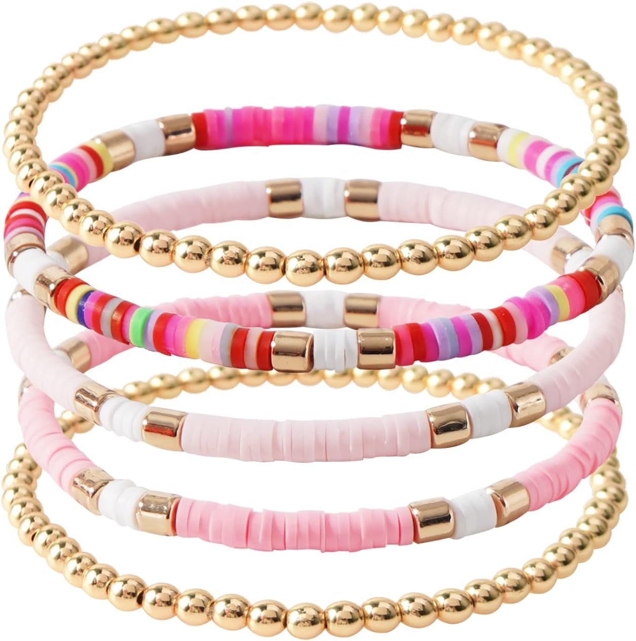 Manufacturer GOOJIDS Surfer Heishi Clay Bead Bracelets for Women Bohemian Stackable Gold Beaded Stretch Bracelets Elastic Layering Friendship Bracelets Set Boho Jewelry bracelets