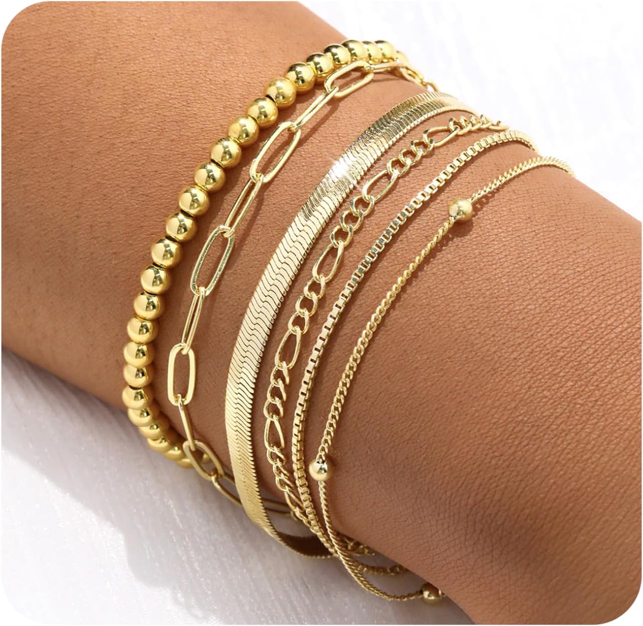 Manufacturer Dainty 14K Gold Bracelets for Women - Waterproof Stackable Gold Bracelet Set - Perfect for Stylish Women bracelets